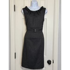 Tahari 8P  Sheath Dress Gray Belted Scandi Girl  Academia minimalist